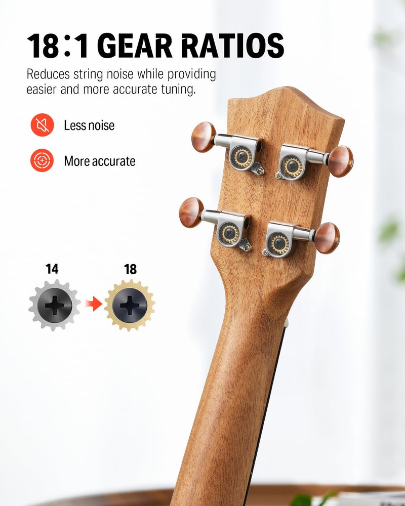 Donner Concert Ukulele Beginner Kit 23 inch Ukelele Mahogany Wood with Free Online Lesson Gig Bag Strap Nylon String Tuner Picks Ukalalee Yukalalee Bundle Pack DUC-200 - Image 3